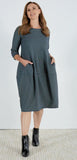 DRESS: 3/4 Diagonal Seam Dress - Navy Stripe