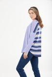 TOP: Striped Curved Vee Pull/ov-mer/cash-Lilac