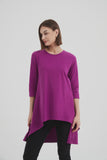 TOP: 3/4 SLEEVE CASCADE-FUSCIA