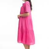 DRESS: Essentials Collared Mid Dress- Rose