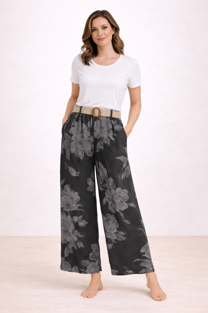PANT: Lotita-Print w/elastic waist & belt