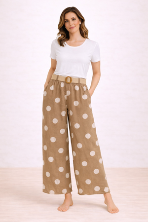 PANT: Diana-Spot print w/elastic waist