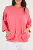 TOP: Mazie Vee Neck Sweat- Watermelon