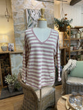 TOP: Lucie-Stripe-V Neck-One Size