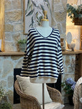 TOP: Lucie-Stripe-V Neck-One Size