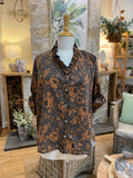 SHIRT: Sabine-Frill V-Neck-Choc/Or-One Size