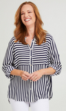 SHIRT: TINA STRIPE SHIRT- NAVY/WHITE