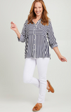 SHIRT: TINA STRIPE SHIRT- NAVY/WHITE