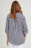 SHIRT: TINA STRIPE SHIRT- NAVY/WHITE