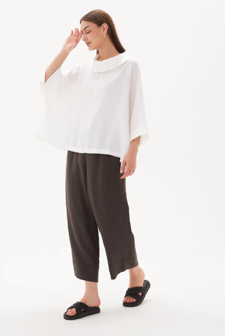 TOP: Funnel Neck Top- White
