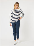 TOP: Laguna Stripe Long Sleeve Tee-Stone