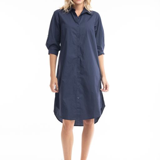 DRESS: Essentials Shirt Dress- Navy