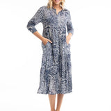 DRESS: Leros Layers Collar Dress- Navy