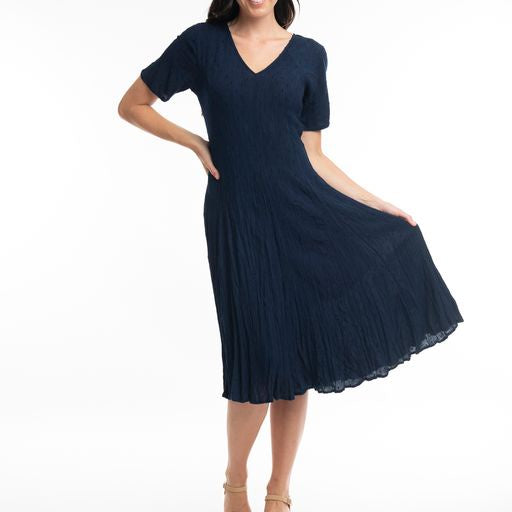 DRESS: Essentials Godet Dress-  Navy