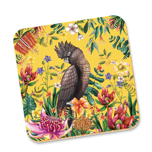 COASTERS: Corky Coaster Exotic Paradiso Black Cockatoo