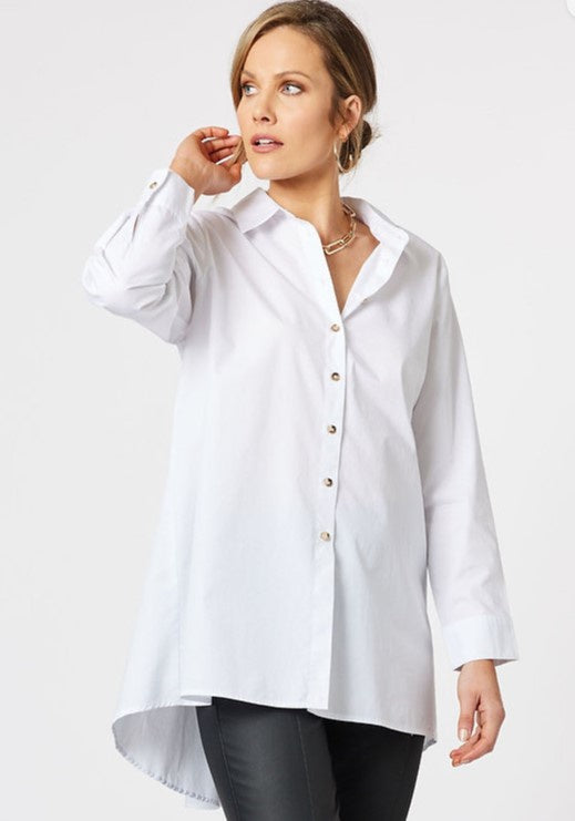 SHIRT: Hv Cotton Long Shirt- White