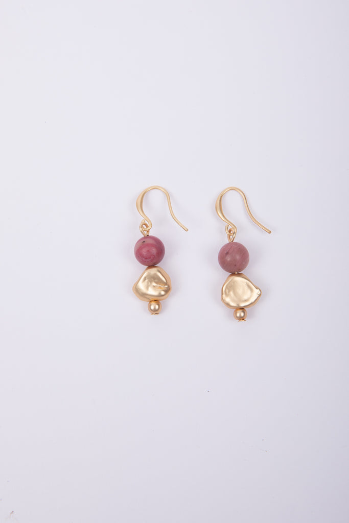 Earrings:Binnie -Pink + Gold
