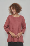 TOP: Pin Tuck Blouse-Soft Ruby