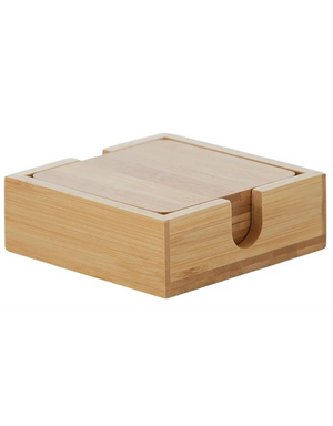KITCHEN:  Bayou S/4 Bamboo Square Coasters 11cm