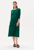 DRESS: Asymmetric Seam Gather Dress-Emerald