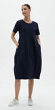 DRESS: Diagonal Seam Dress Short Sleeve - Deep Navy